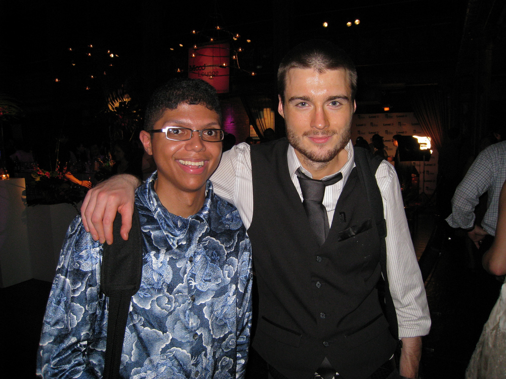 Chocolate Rain\'s Tay Zonday with Mashable Founder Pete Cashmore at the Webby Film and Video Awards.