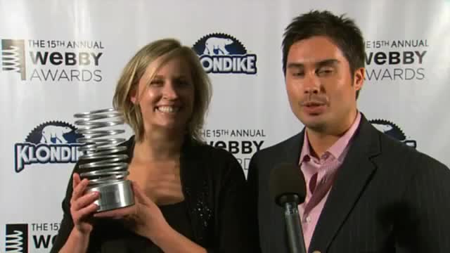 Ann-Marie Harbour and Dean McBeth of Wieden+Kennedy accept The Webby Award for Best Viral Marketing