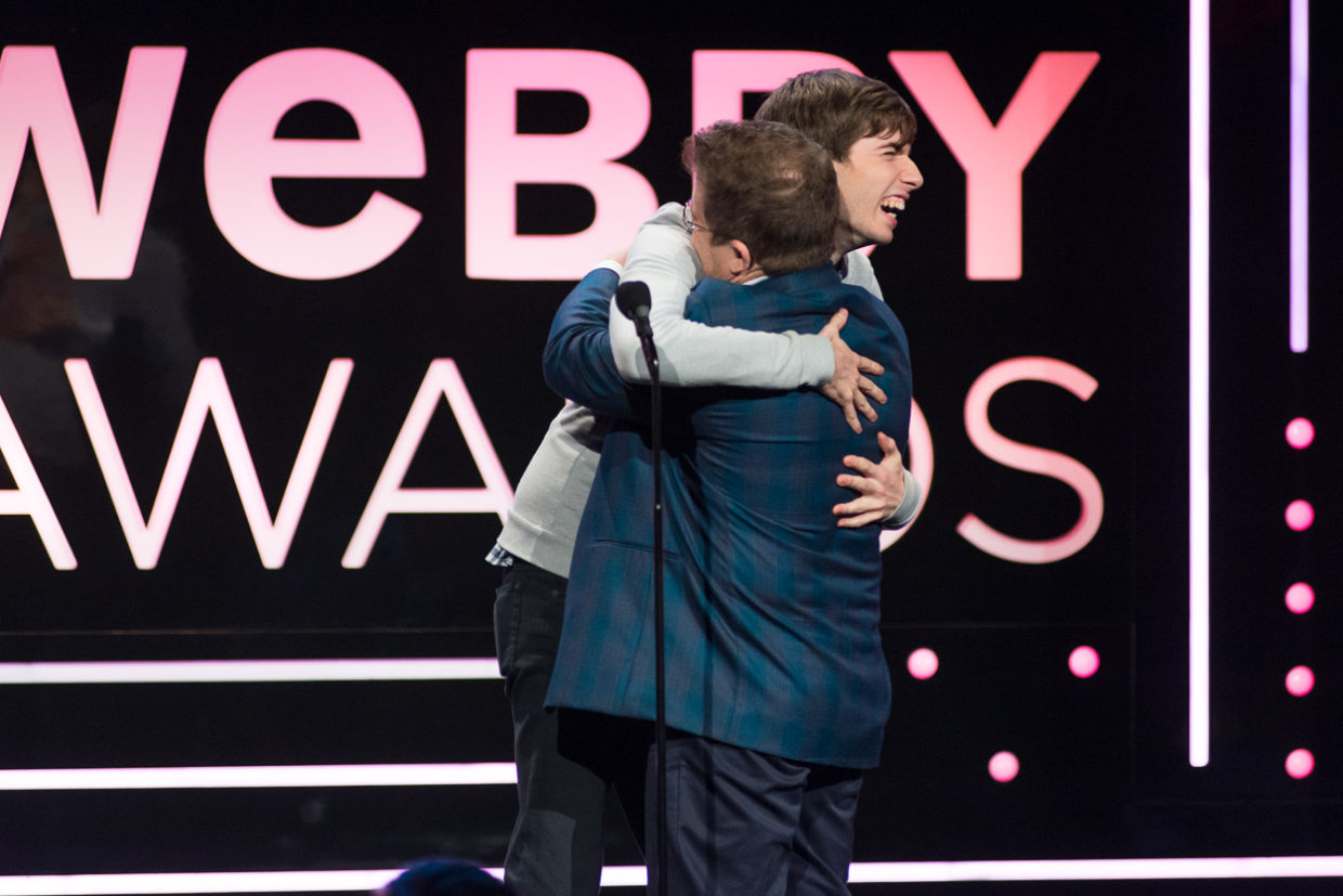 Patton Oswalt and David Karp at the 17th Annual Webby Awards.
