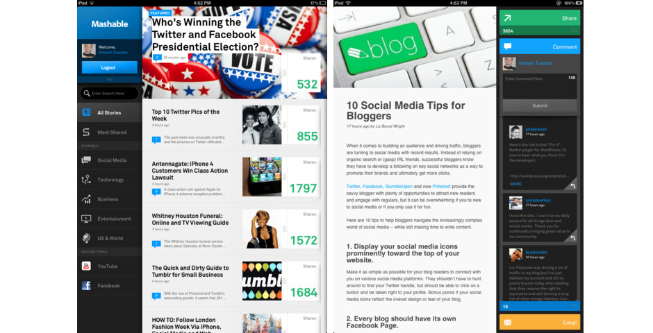 2013 News (Tablet & All Other Devices) Nominee - Mashable for iPad