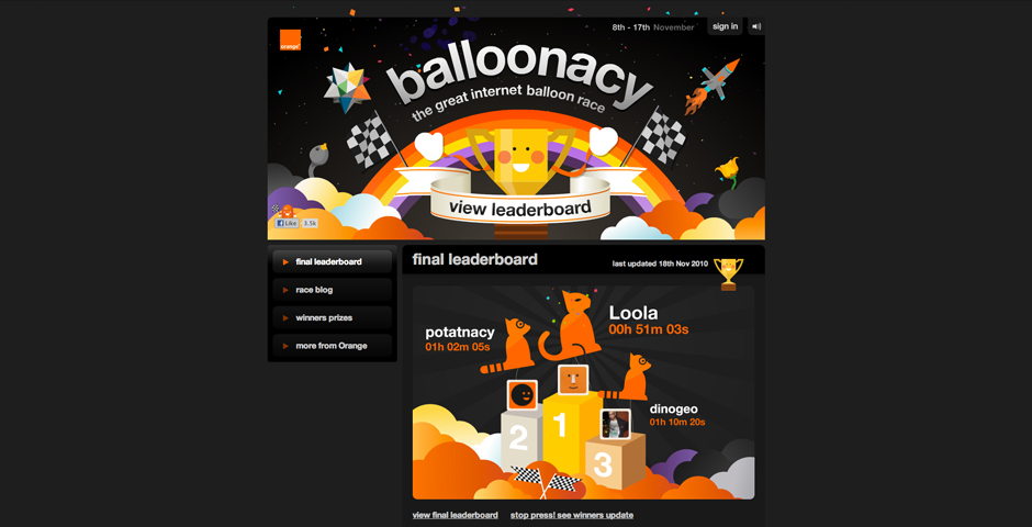 Orange Balloonacy - 2009 Webby Winner