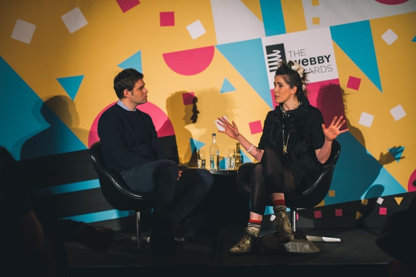 Webby Executive Director David-Michel Davies and Imogen Heap at Webbys x Imogen Heap at The Hospital Club