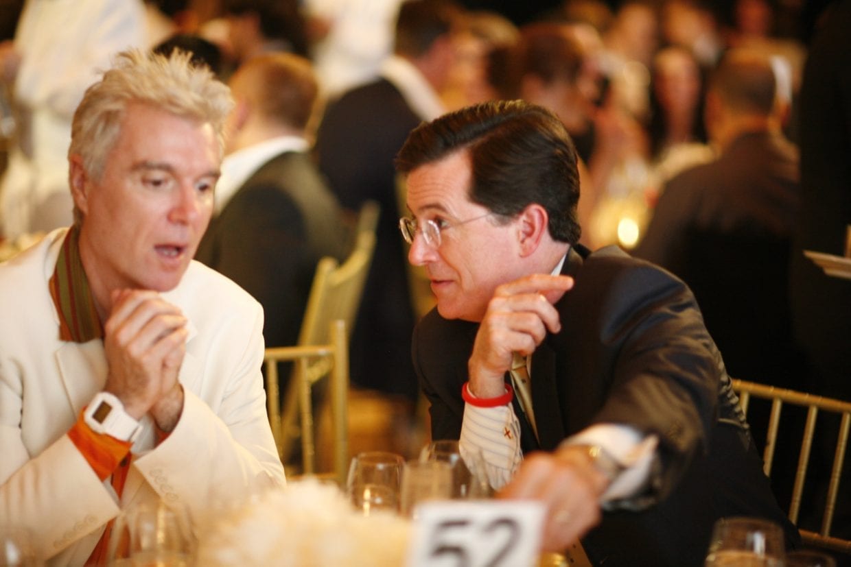 Lifetime Achievement Winner David Byrne and Person of the Year Stephen Colbert at The 12th Webby Awards