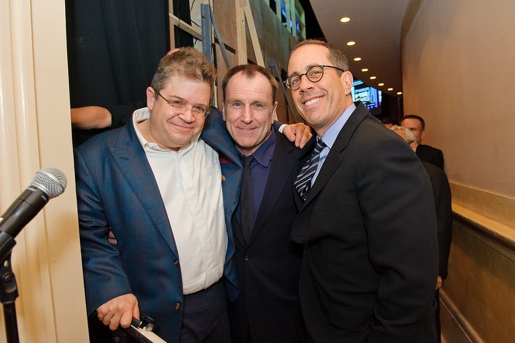 Host Patton Oswalt, Colin Quinn & Jerry Seinfeld backstage at the 17th Webby Awards