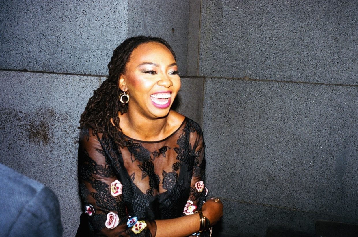 Opal Tometi of #BlackLivesMatter backstage at the 20th Annual Webby Awards