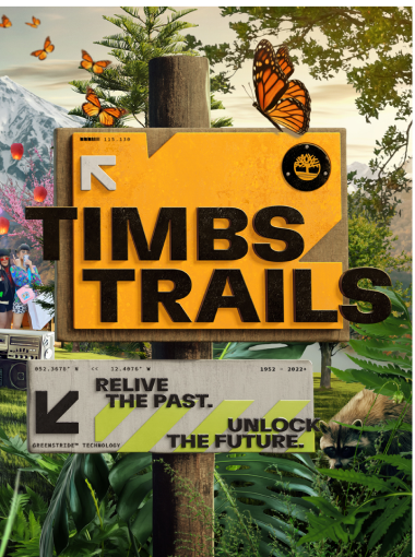 A stylized small screenshot of Timberland 'Timb Trials'