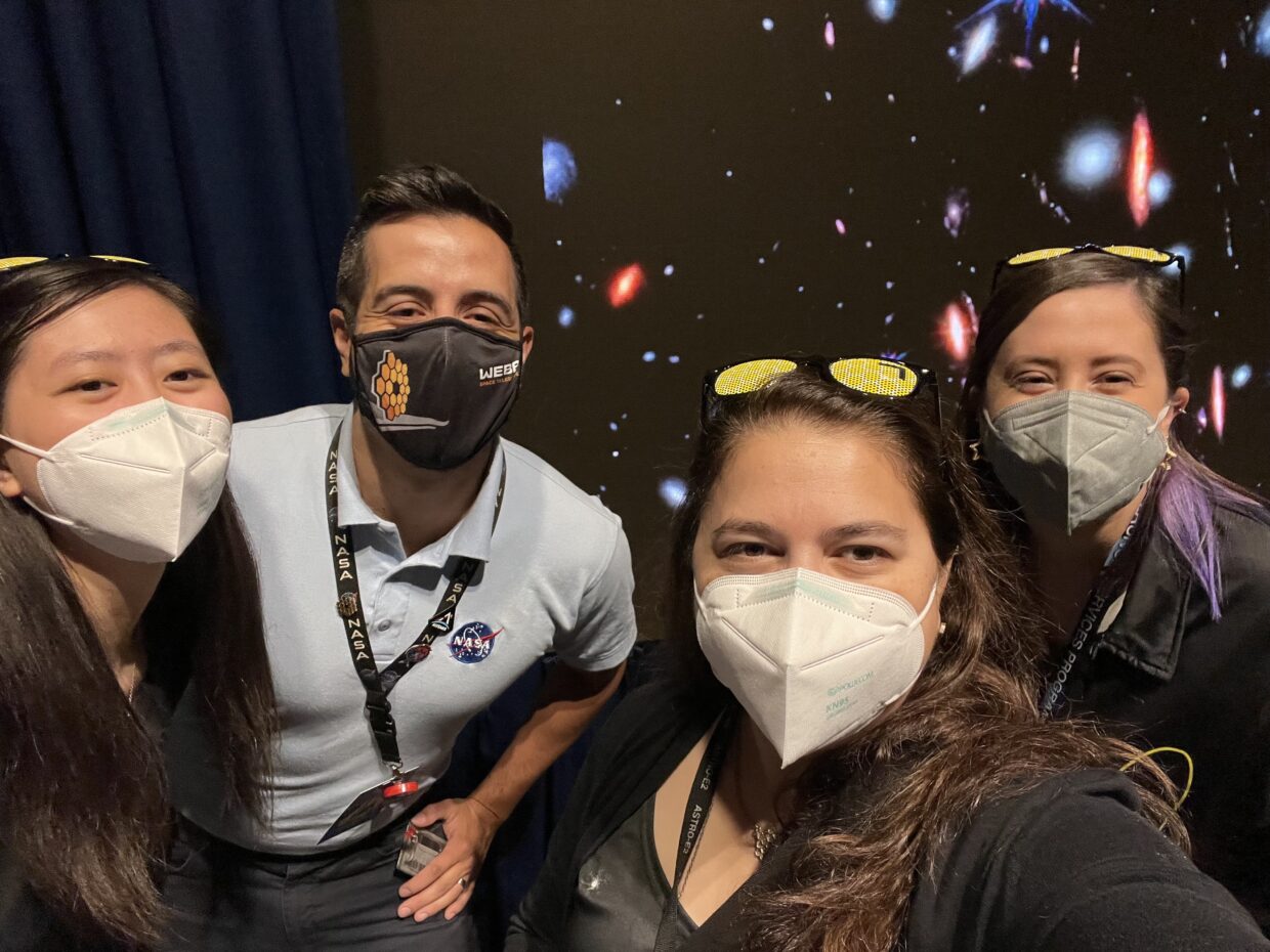 Isabelle Yan, Andres Almeida, Maggie Masetti, and Katy Mersmann at the James Webb Space Telescope First Images NASA Social on July 12, 2022.