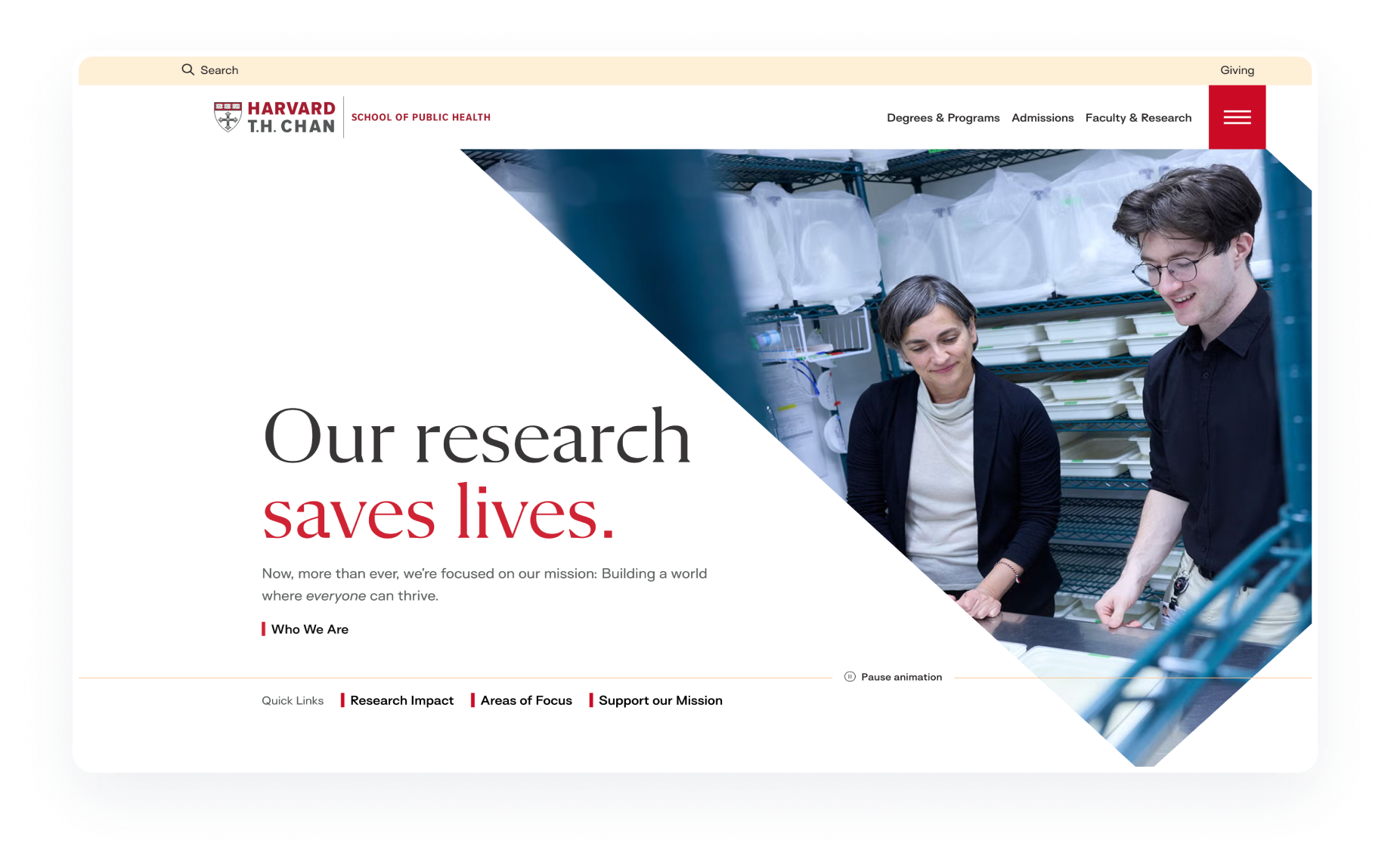A screenshot of Harvard T.H. Chan School of Public Health