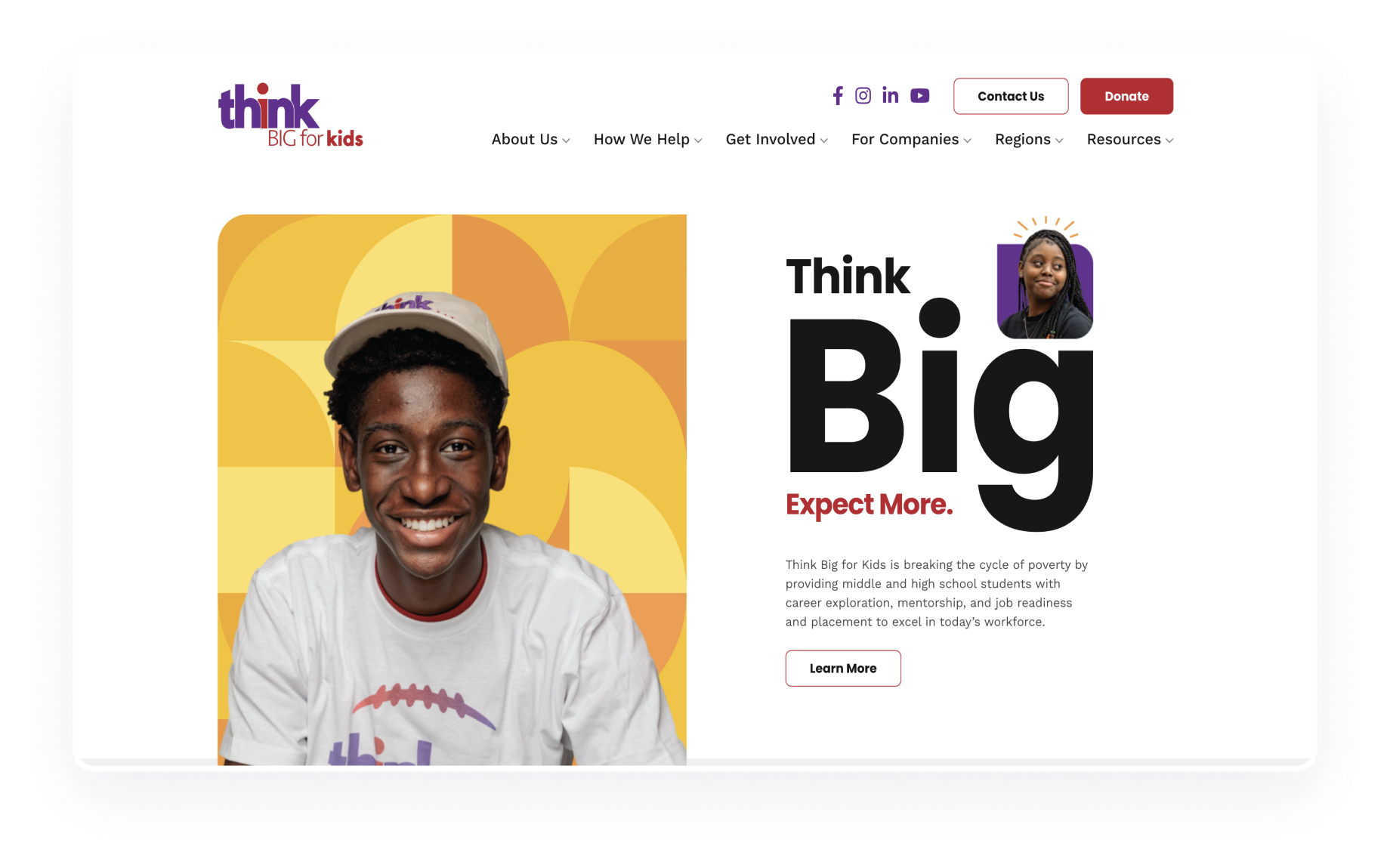 A screenshot of Think Big For Kids