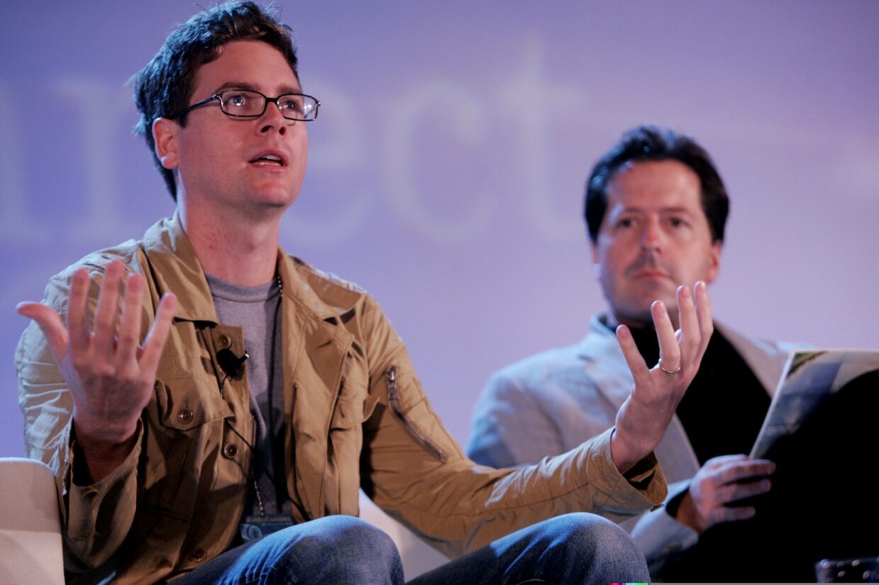 Biz Stone speaks during the 21st Century Swiss Army Knife discussion at the WebbyConnect Summit in Dana Point, California on Thursday, October 4, 2007.(Photo by Sandy Huffaker/Getty Images for The Webby Awards)